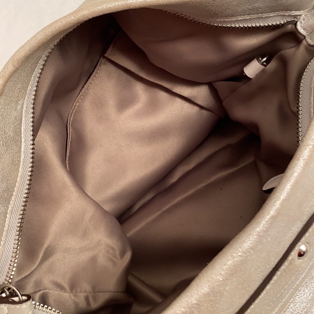 Coach silver metallic soft goat suede leather hobo bag with nickel hardware - Picture 13 of 15